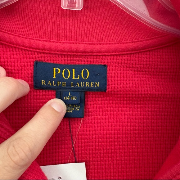 Polo Ralph Lauren boys L (14/16) Red Sweatshirt 1/4 Zip Up Neck - Picture 2 of 6
